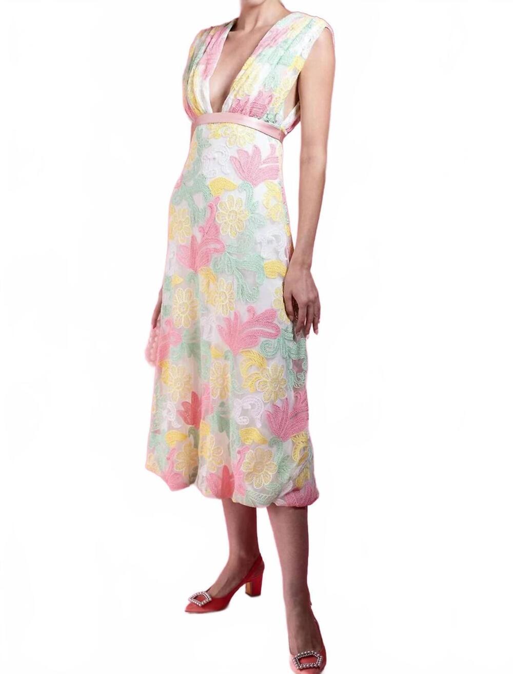 NEW MARKARIAN aura lace dress in multi floral